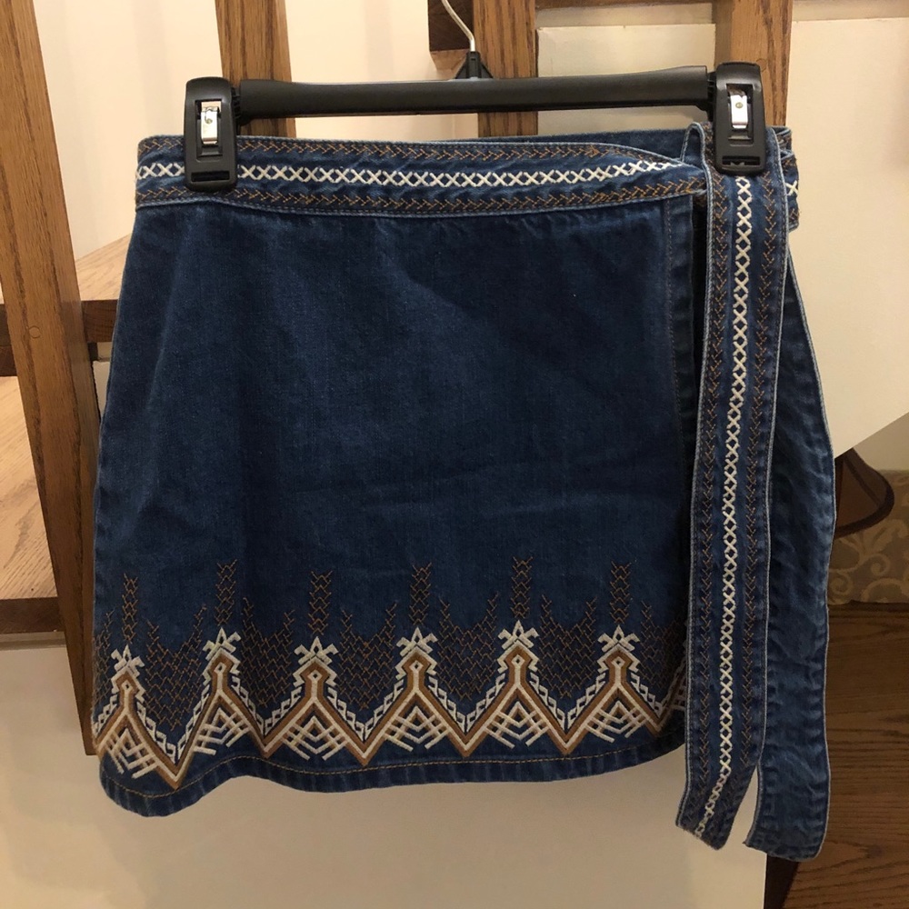 Free People wrap around jean skirt